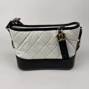 Pre-owned CHANEL Gabrielle Hobo Shoulder Bag (Black & White)