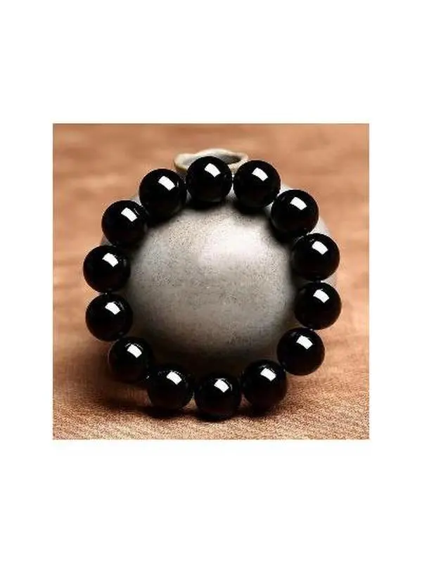 Black Obsidian Bracelet,Healing Crystal Raw Iceland Obsidian Chakra Bracelet for Men,Black