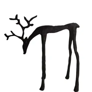 Minimalist Black Abstract Deer Sculpture Modern Home Decor Artistic Design for Living Room