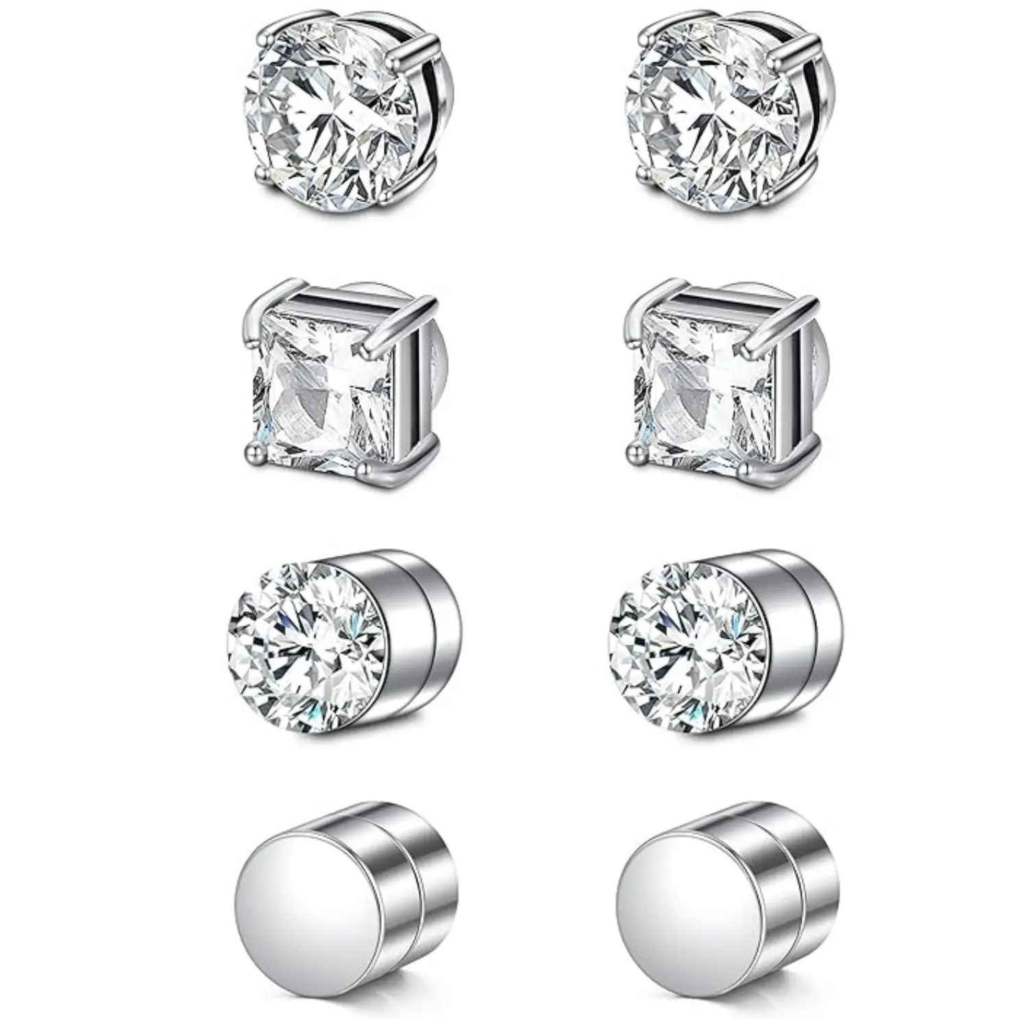 4 Pairs 5MM CZ Magnetic Earrings for Men Women Clip On Earrings | CZ Magnet Earrings, Skin-friendly Stainless Steel for Sensitive Ears, Pain‑free Fit for All‑day Wear - Home Improvement.