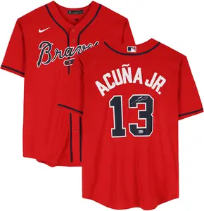 Ronald Acuna Jr. Atlanta Braves Autographed Red Nike Replica Jersey - Fanatics Authentic Certified