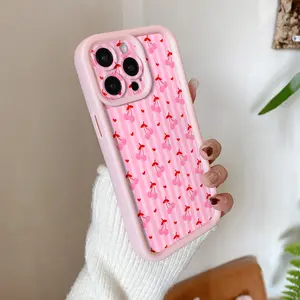 Fashion Tpu Phone Case, Striped Cherry Heart Pattern, Thickened Shockproof Lens Protection, Suitable for Vivo/oppo/honor/redmi/infinix