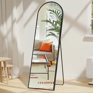 EDX Arched Full Length Mirror 59"x16" Modern Rectangle Free Standing Wall Mounted Leaning Hanging Floor Mirror for Home Decor Black