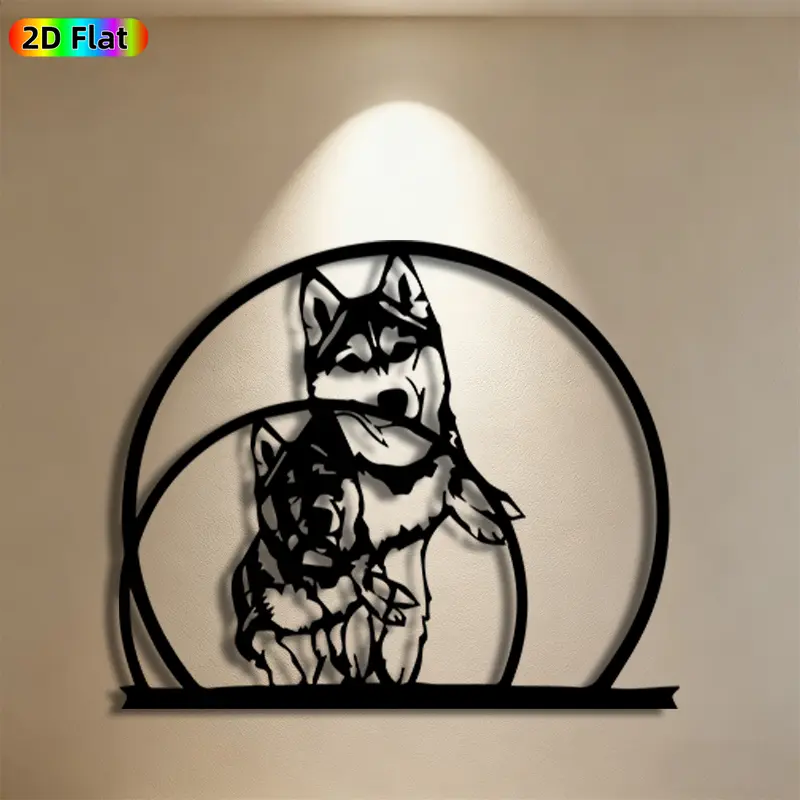 1pc Husky Metal Wall Art,Husky Statue Mural, Ideal Gift for New Year, Christmas, Dog Decor Enthusiasts, Weather-Resistant Metal Wall Decor Wall Sculptures, Perfect for Living Room Wall & Garden Fence Husky Enthusiasts