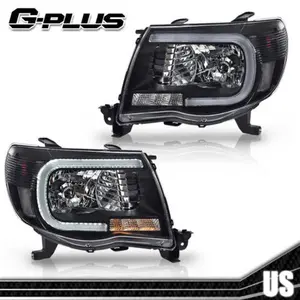 Fit For 05-11 Toyota Tacoma Clear Lens Black Housing Headlights w/ LED DRL