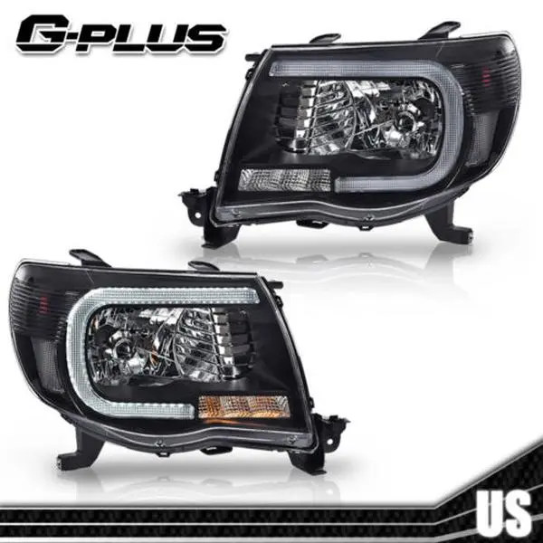 G-PLUS Headlights for 2005-2011 Toyota Tacoma Clear Lens Black Housing Headlights w/ LED DRL G-PLUS Headlights for 2005-2011 Toyota Tacoma Clear Lens Black Housing Headlights w/ LED DRL