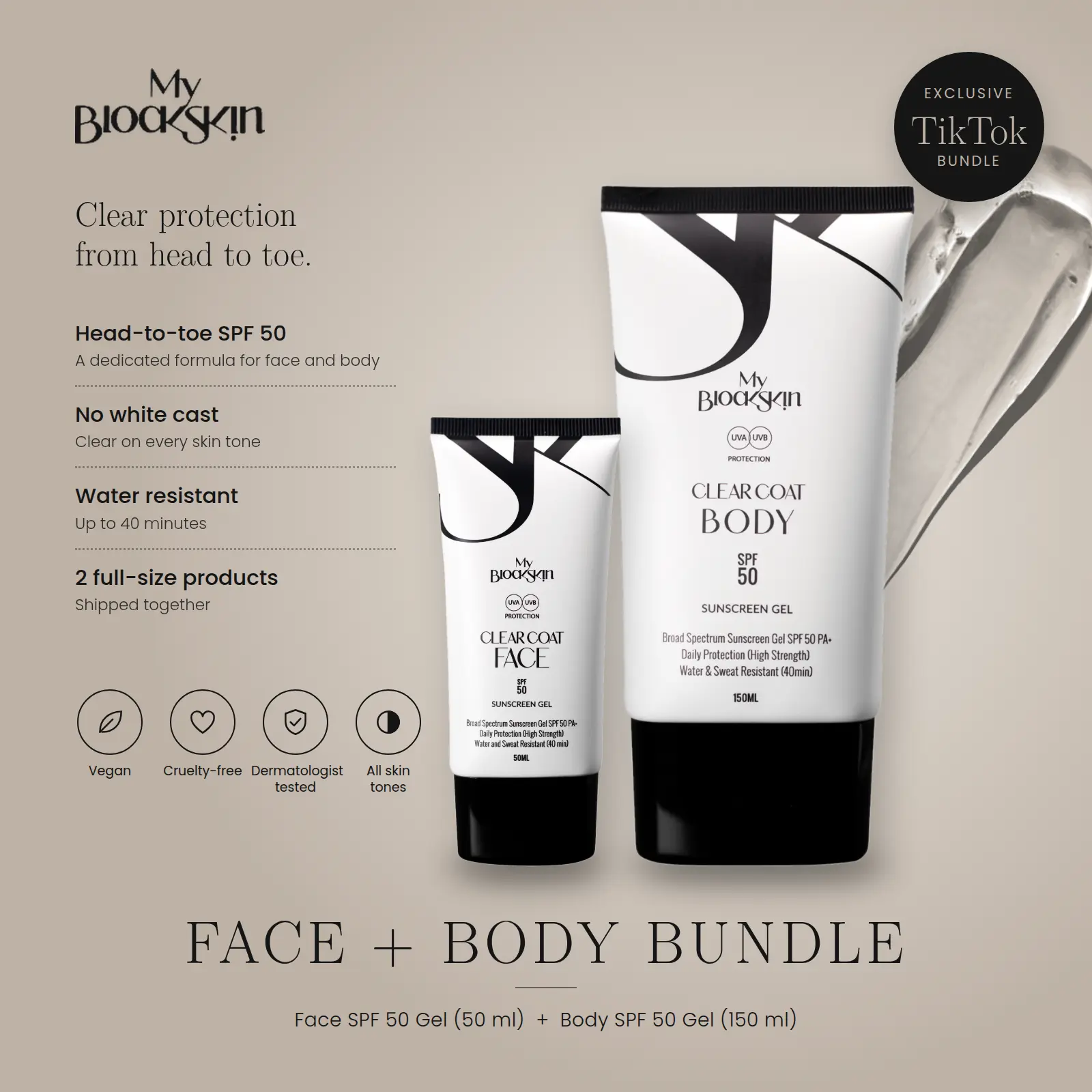 Clear Coat Face + Body SPF 50 | Invisible Sunscreen, No White Cast for All Skin Tones