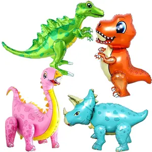 Large Dinosaur Balloons For Birthday Party - Pack Of 4Dinosaur Balloon | Dino Balloons For Dinosaur Party Decorations | Dinosaur Birthday Party Supplies | Girl Dinosaur Party Supplies