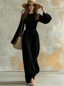 Western Cowboy Style Slim Fit Bell Sleeve Casual Women's Dress, Trendy Cross-Border Fashion, Perfect for European and American Markets, Gowns