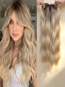 🔥22 Inch Straight Hair Topper with Bangs | 100% Premium Kanekalon Synthetic Hair | Clip-In for Thinning Hair | Natural Volume & Realistic Look | Instant Confidence for Everyday Wear