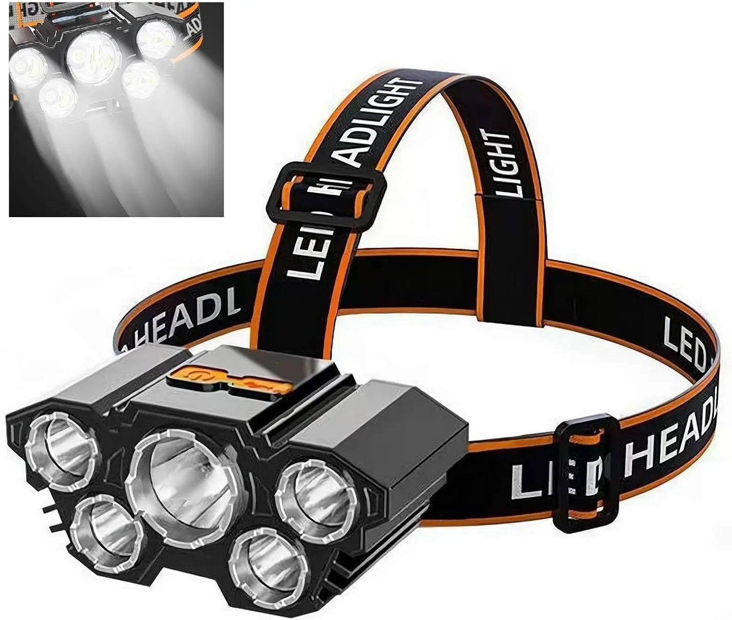 Led Headlamp, Super Bright Rechargeable Headlight Flashlight with 4 Lightings Modes & 90° Adjustable Beam, Outdoor Waterproof & Zoomable,Spotlight&floodlight, for Fishing,Running,Hiking,Camping