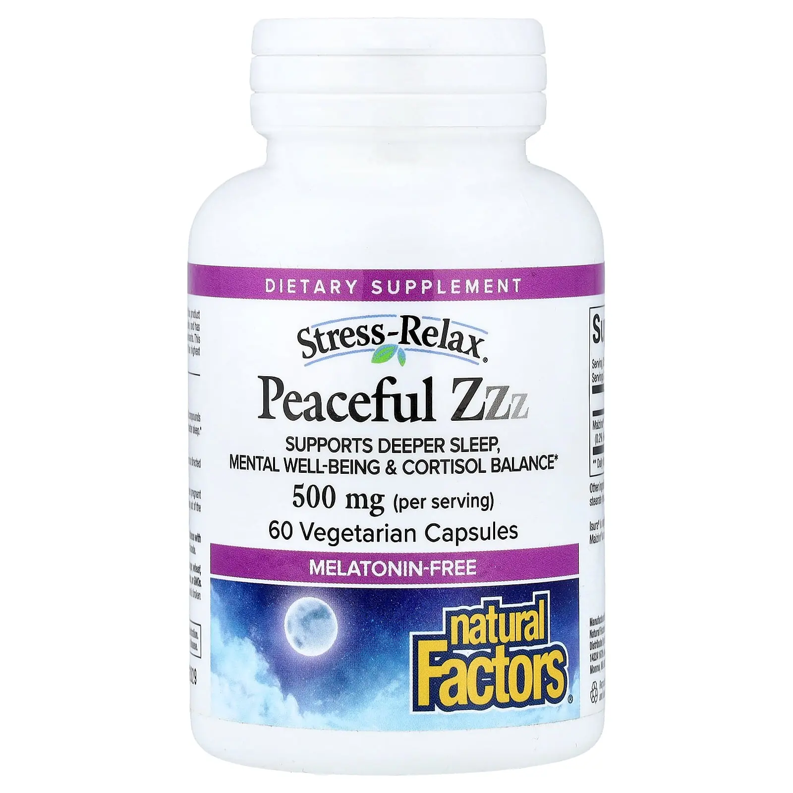 Natural Factors Stress-Relax®, Peaceful ZZZ, 60 Vegetarian Capsules (250 mg per Capsule)