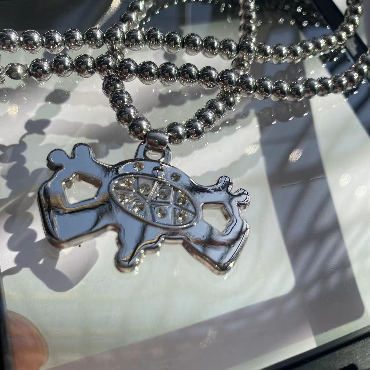 Fashion Four-corner Ball Pendant Necklace Personality Hip Hop Trend Niche Necklace Fine Jewelry Gifts for Men and Women