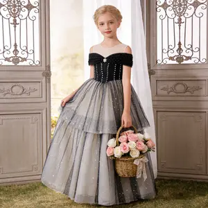801 Children's Evening Dress Princess Dress Simple Catwalk Piano Performance Host Girl Performance Costume Princess Dress