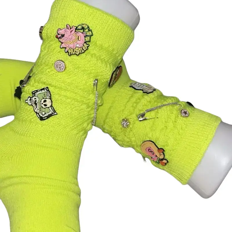 Bright Green Slouch Socks with Rhinestones for Sparkle and Style - Personalized Grey Slouch Design for Versatile Outfits