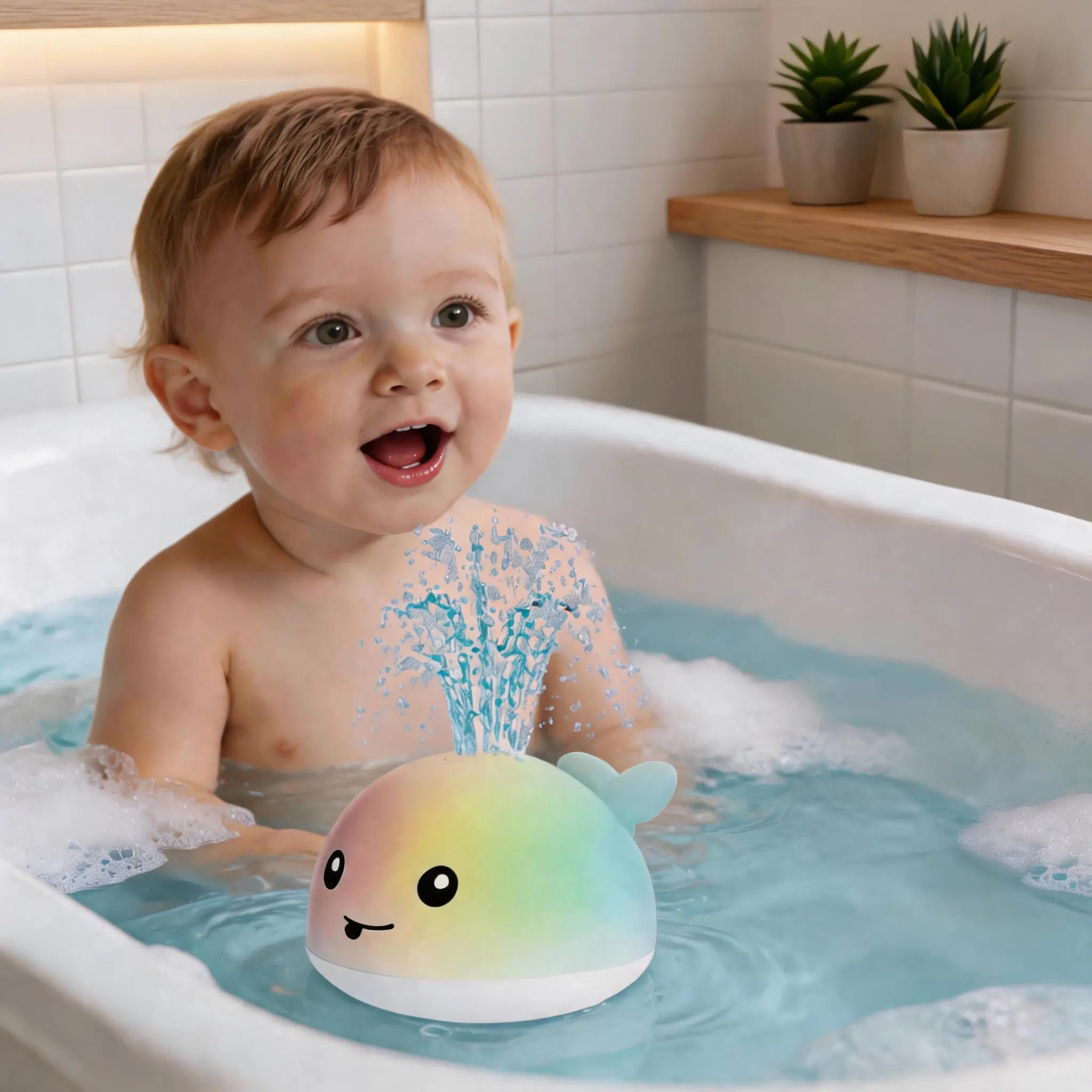 Summer Deal Lihgt up Bath Toys,Whale Model Water Fun Toys,Infant Water Swimming Pool Accessories, Outdoor Summer Party Toy Set,suitable boys and girls for age 0-5,beach trip with summer vibes,requires AA batteries