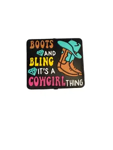 F/C16- (1)PC 1.1" Boots and Bling It's a Cowgirl Thing W/Cowboy Hat/Boots Focal Bead for DIY Keychains, Wristlets, Cup Charms, Car Charms ETC