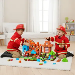 Magnetic Firefighter Rescue Learning Toys 100PCS Creative Educational Building Blocks STEM Interactive Construction Adventure Kit for Boys Girls Ages 3-8 Years Safe Engineering Play Set Easter Basket Stuffers Fillers  soft head electric drums