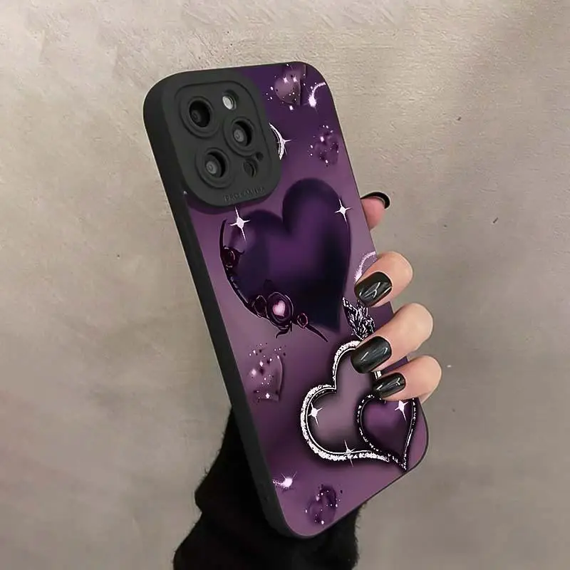 Heart Pattern Phone Case, Anti-drop Cellphone Protective Case, Total Protective Shockproof Mobile Phone Cover for iPhone 11 12 13 14 15 16 Pro Max/Pro