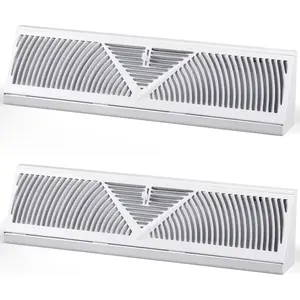2 Pack Baseboard Register Vent 24 Inch Duct Opening Size Vent Covers for Home Floor Diffuser Wall Corner Baseboard Air Covers, Smooth Air Adjust Lever, Easy Install, White