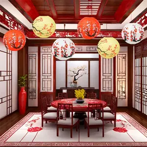 6-Pack Cherry Blossom Paper Lanterns - 12-inch pendant for Chinese New Year, weddings and family celebrations Decor