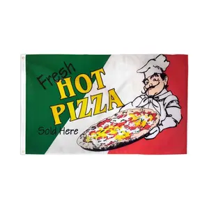 Vibrant Bold Color Fresh Hot Pizza Print Banner - 3x5ft Dye Sublimation Polyester Banner, Home & Festive Party Supplies Backdrop