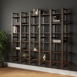 Solid Wood Wall Shelves Dark Brown (Set of 6)