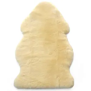 Sheepskin Rug for Babies, 100% Natural, Shorn Lambskin Wool, 2 x 3 Feet, Flax
