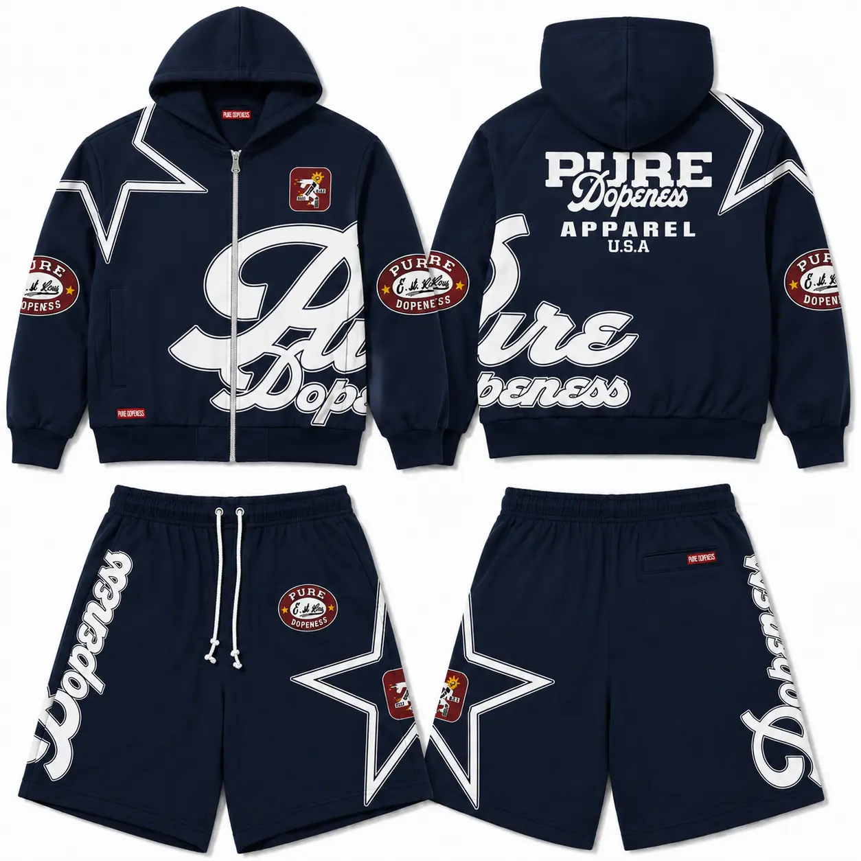 BLUE STRIP Jacket & Short Set (Hoodie)