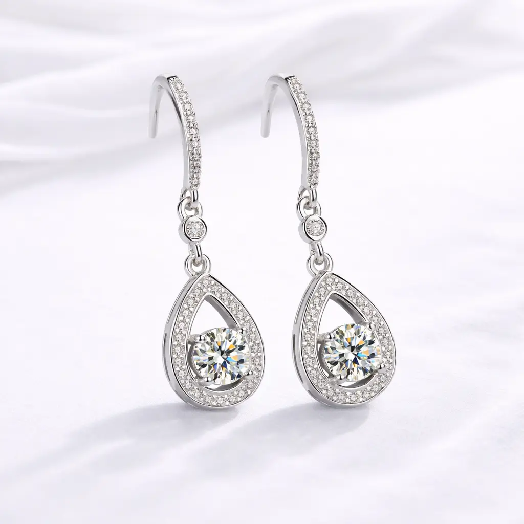 Raindrops Elegant Moissanite Earrings S925 0.5 CT- Round Cut - Lore Jewelry
