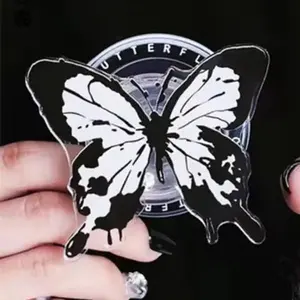 Butterfly Phone Grip, Black Magnetic Butterfly Phone Grip, Mobile Stand, Cute Grip Holder