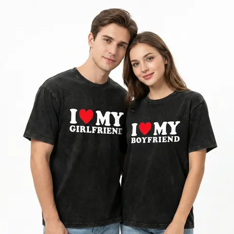 Women's Vintage Washed Soft Classic Casual Love Short-Sleeve Oversized Heavyweight Cotton Graphic Tee, Retro Y2K Streetwear Matching Couple Shirt, Aesthetic Valentine's Day Gift for Him Her tiktokshopspringglowup,summervibes summervibes☀️