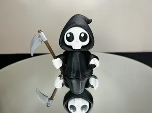 Flexy Chibi Grim Reaper Art Toy - Articulated Cute Figurine, Spooky Collectible, Versatile Halloween Home Decor Statue, Fidget Item