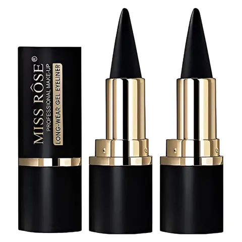 MISS ROSE Ladies' 2-Piece Multi-Pack Longwear Waterproof Gel Pencil Eyeliner, Smooth Matte Quick-Drying Pencil Shaped Eyeliner with Fine Pointed Tip for Daily & Professional Eye Makeup, Smoky Look