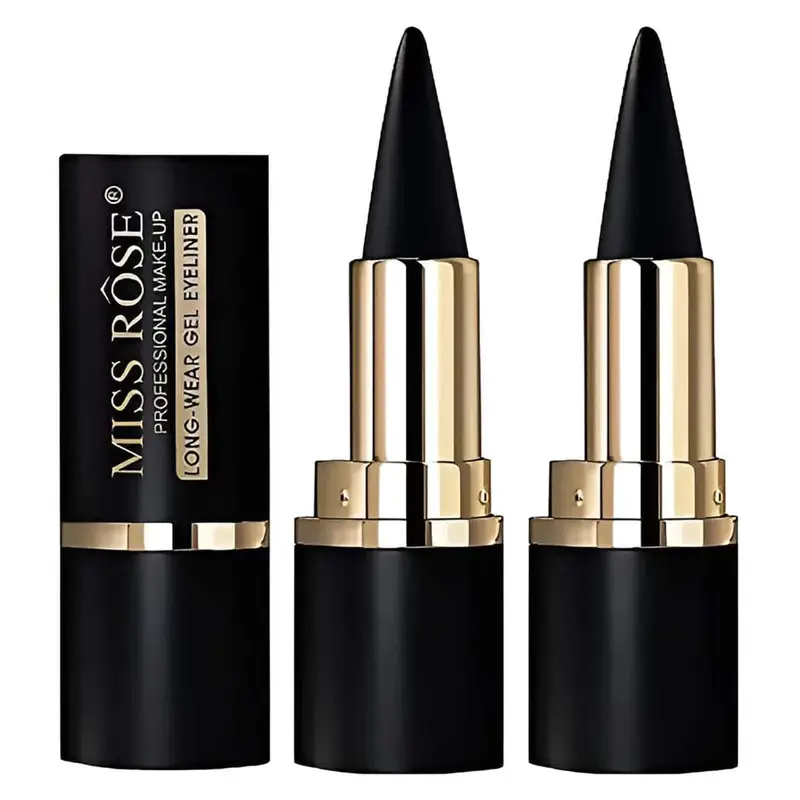 MISS ROSE Ladies' 2-Piece Multi-Pack Longwear Waterproof Gel Pencil Eyeliner, Smooth Matte Quick-Drying Pencil Shaped Eyeliner with Fine Pointed Tip for Daily & Professional Eye Makeup, Smoky Look