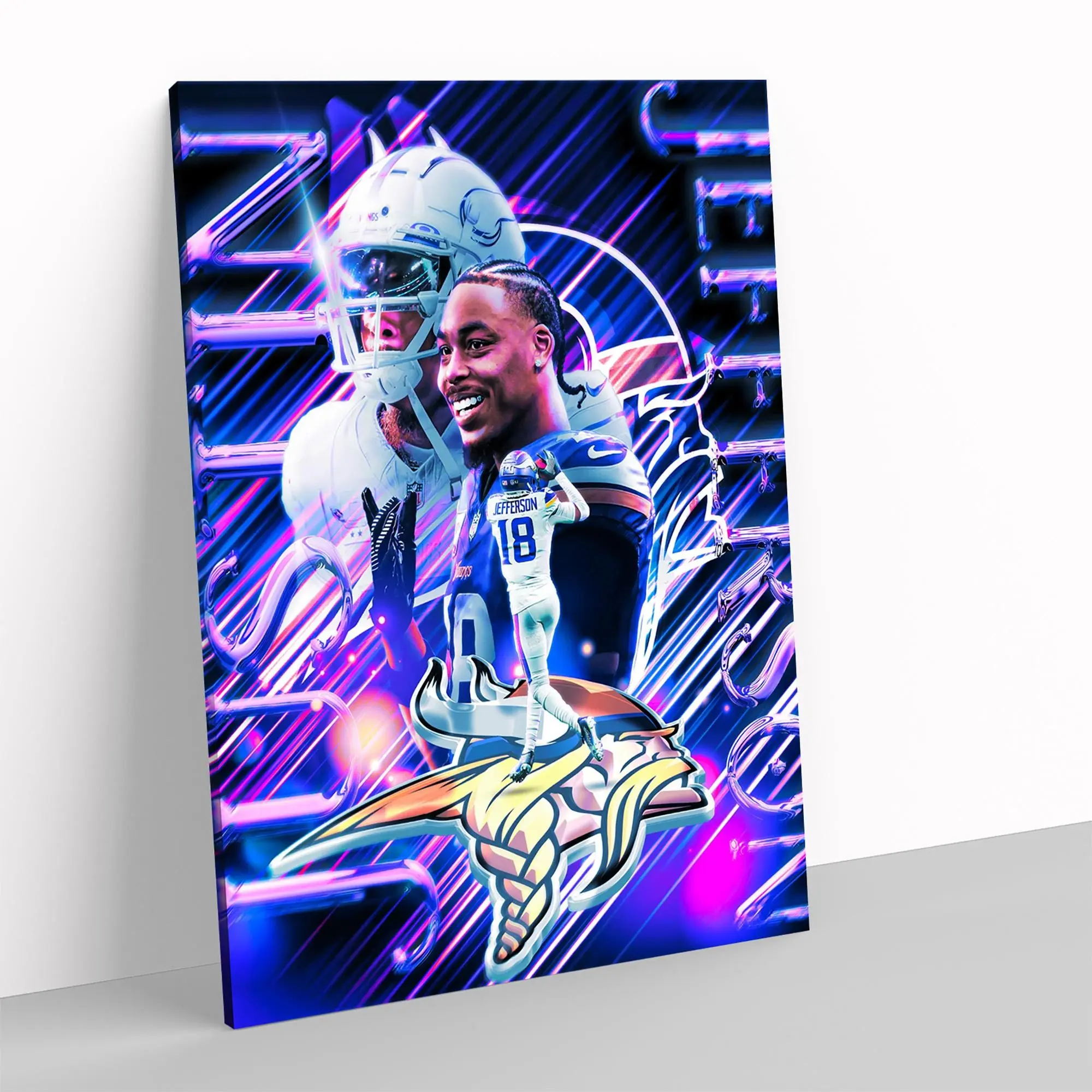 Justin Jefferson Minnesota Vikings NFL Poster Football Sports Print Wall Art