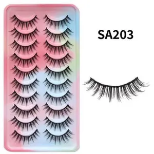 10 Pair Eyelash Set SA203 - Includes 10 Pairs of Eyelashes Model SA203 for Your Collection and extension tool