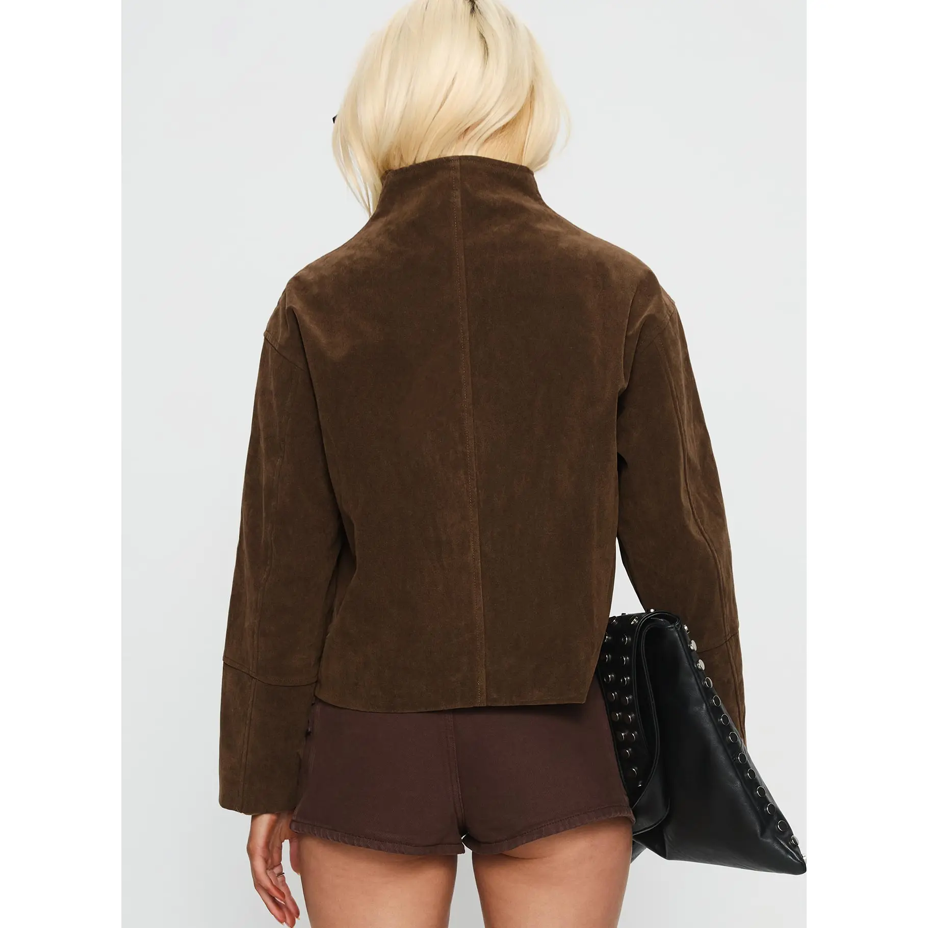Jessalynn Faux Suede Zip Through Jacket Brown - TikTok Shop