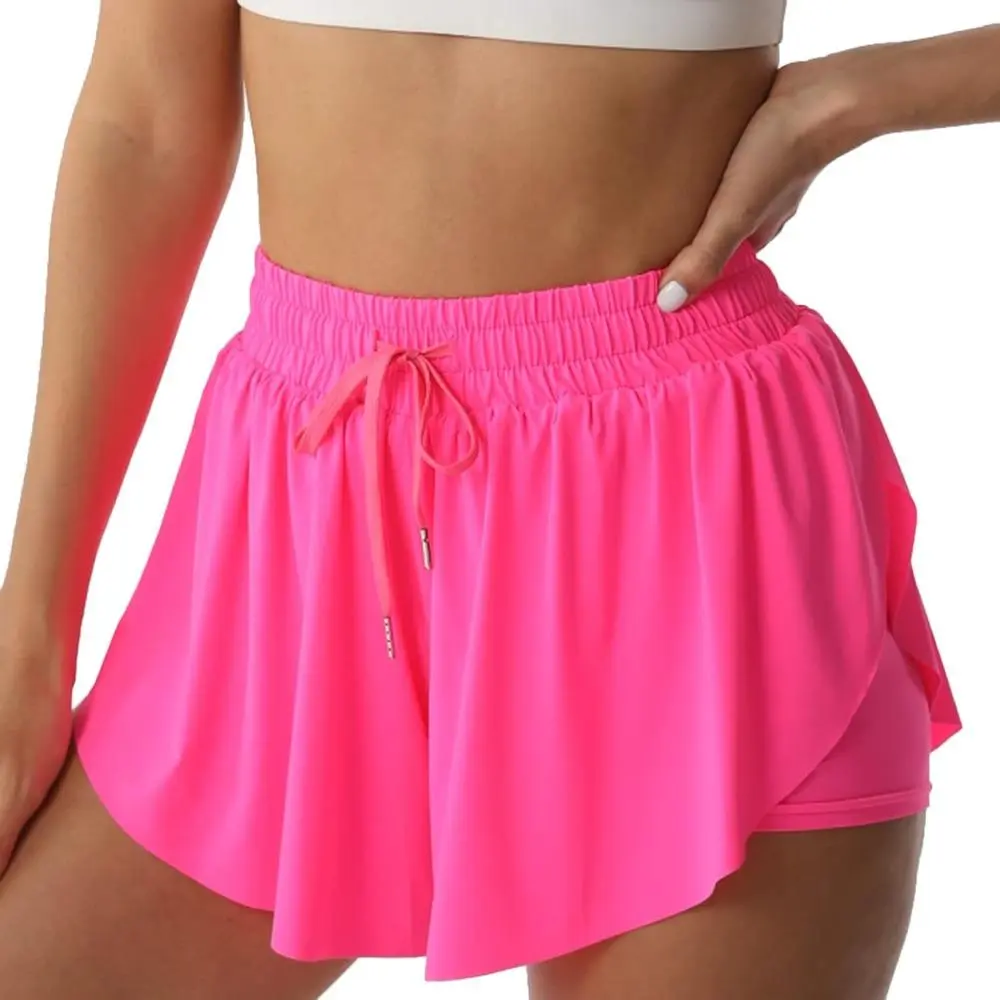 Women's Flowy 2-in-1 Shorts with Liner, Pocket & Elastic Waist - Quick-Dry Breathable for Dance, Badminton, and Biking, Tennis, Athletic Shorts, Xxs, Butterfly Shorts