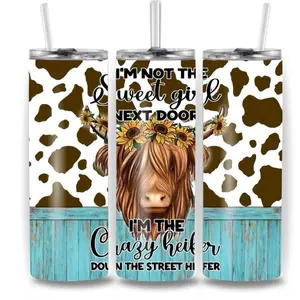 Cow 20oz Stainless Steel Tumbler Durable Eco-Friendly 20-ounce Straight Tumbler with Customizable Prints for Hot or Cold Drinks