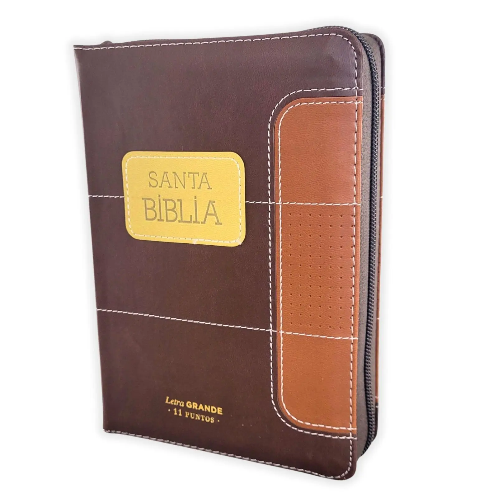 Biblia con Cierre Compacta 11 puntos RV1960 imit duotono negro y marrón con índice
