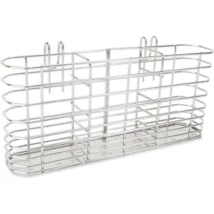 Stainless Utensil Drying Basket Rack Holder for Knife and Fork Dish Sink Dishwasher with Drain, Cutlery Flatware Organizer with Hook, RustProof Drainage Solution in