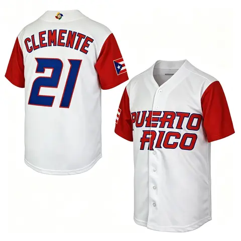 Roberto Clemente 21 Puerto Rico White Embroidered Baseball Jersey - Legendary Design, Athletic Top, Sports Tops, Fashion Jerseys, Commemorative, Ideal for Sports Fans & Game Day, Do Not Bleach, Line Dry,outdoorfun