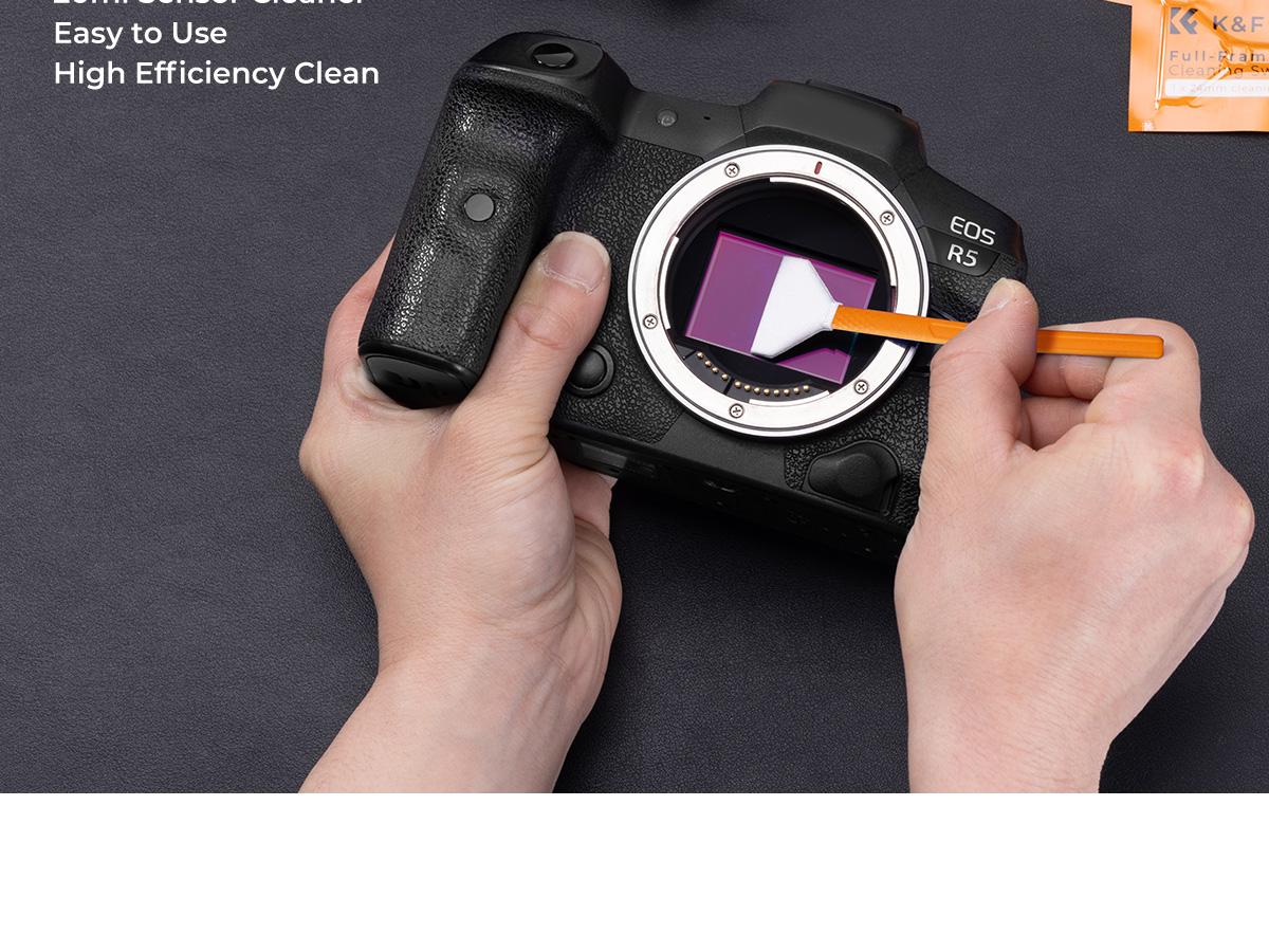 K&F CONCEPT 24mm Full Frame Sensor Cleaning Swab*6 + 20ml Sensor Cleaner, DSLR SLR Digital Camera CMOS and CCD Sensor Cleaning Swab Kits for Nikon Sony Canon Camera Clean