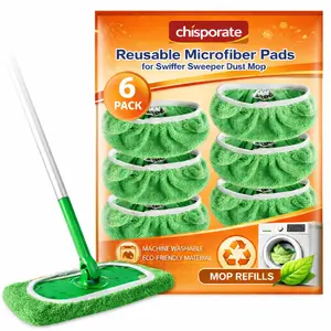 CHISPORATE Reusable Microfiber Polyester Dust Mop Refill for Swiffer Sweeper (6 Pack) - Pet-Friendly Heavy-Duty Dry Pad for Cleaning and Organizing (Handle Not Included)