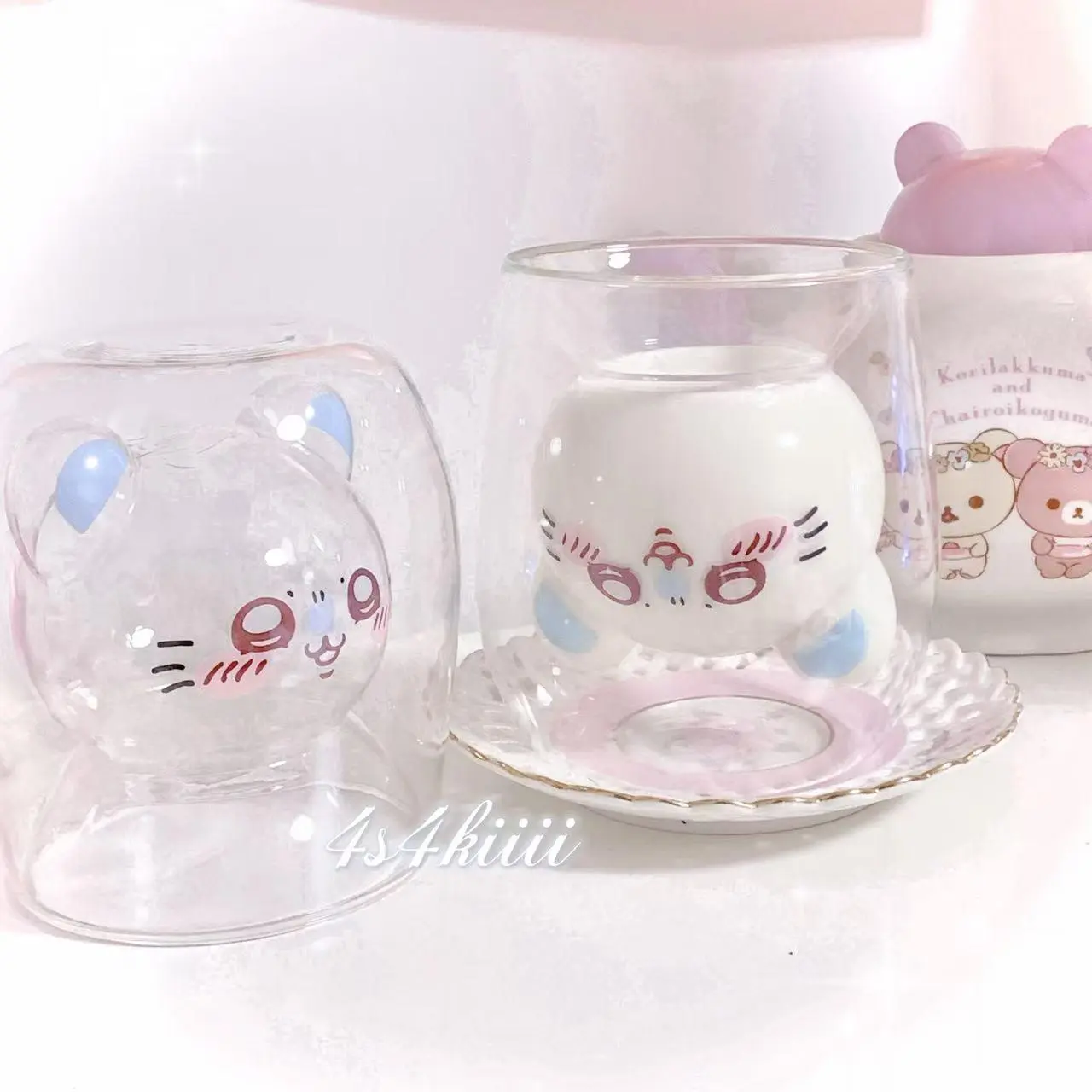 Kawaii Chiikawa Original Double Layer Three-dimensional Momonga Cartoon Cute Insulated Glass, Milk Cup, Children's Gift
