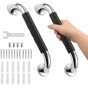 2 Pack Grab Bar Rail Anti-Slip Bathroom Shower Grab Bars for Seniors  Wall 12inch Stainless Steel Safety Handicap Handle Bath Bathtub Toilet Rail