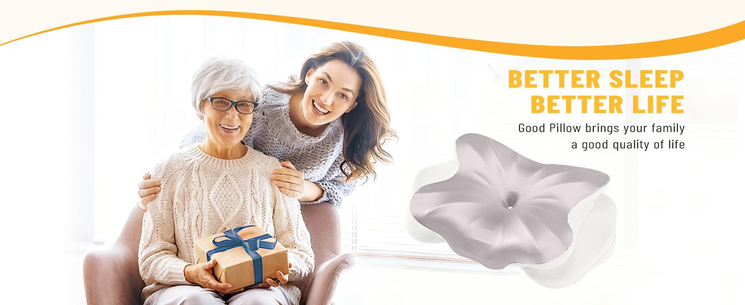 Silky Satin Ergonomic Contour Pillow, Dual Height Butterfly Cervical Support Memory Foam Pillow for Side Back Stomach Sleepers, Cooling Silk Surface Neck Pain Relief Bed Pillow