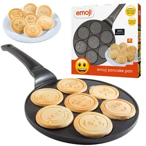 Good Cooking Non-Stick Emoji Smiley Face Pancake Pan with 7 Fun Mini Faces- Large Skillet Griddle Stovetop Makers - Pan Cakes for Kids Breakfast, Brunch, Parties, Birthday, Holiday