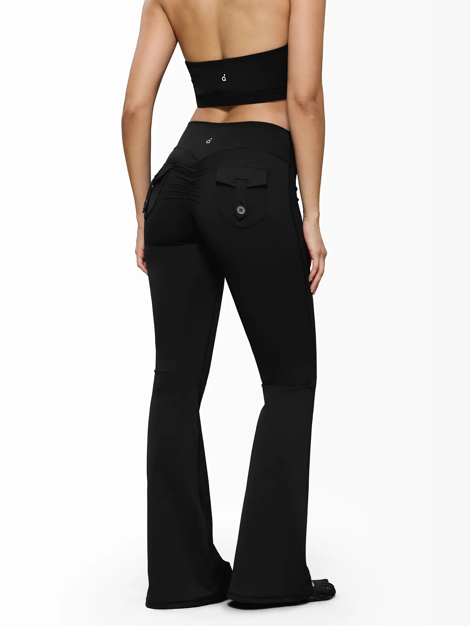 FDR Women's High Waisted Flared Yoga Pants Scrunch Butt Lifting Flare Leggings with Back Pockets Athletic Activewear